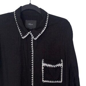 Rails Charli Black Blanket Stitch Button Down Blouse - Size XL